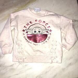 Disney Star Wars Mandalorian The force Child Yoda heather pink sweatshirt s 3T